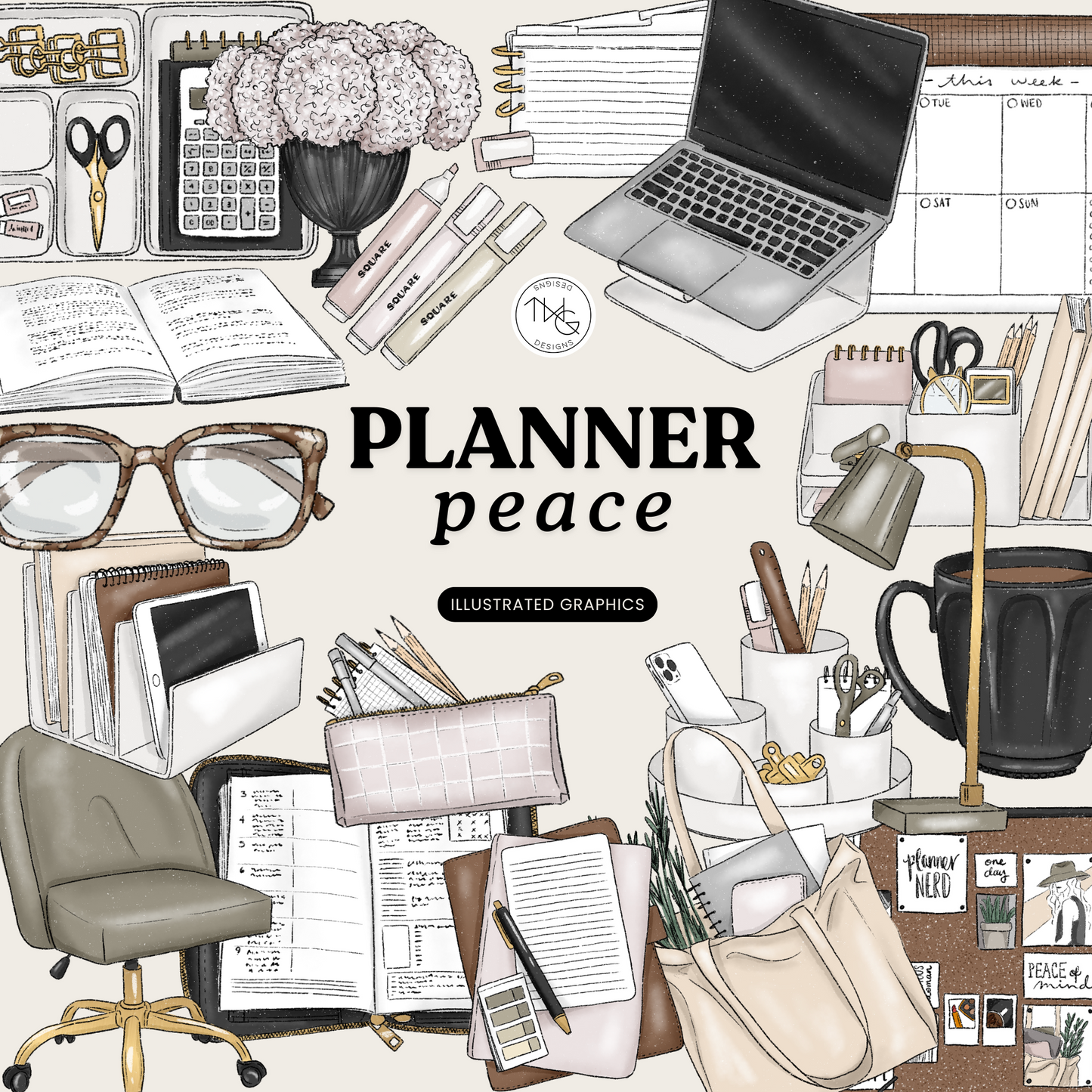 Planner Peace Clipart Bundle