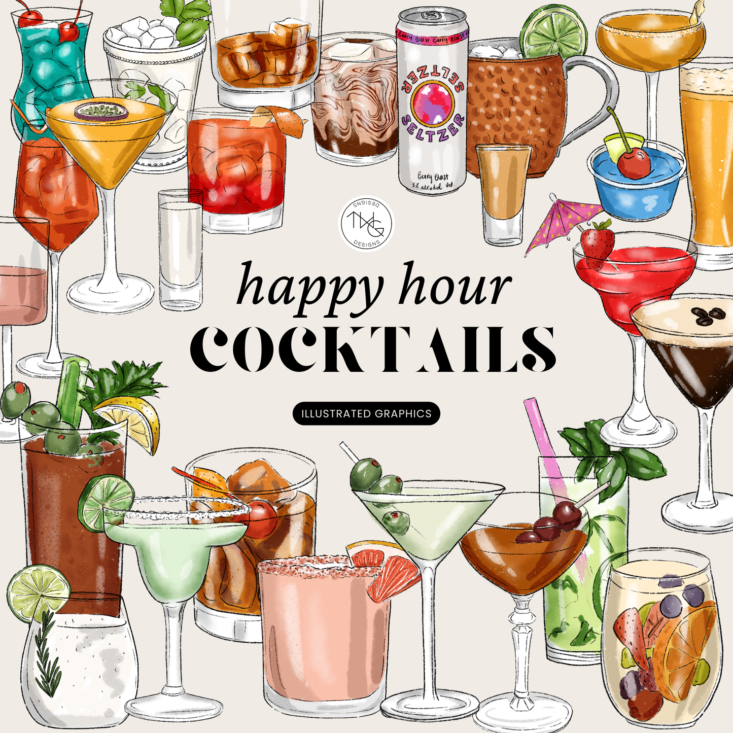 Cocktails Clipart Bundle