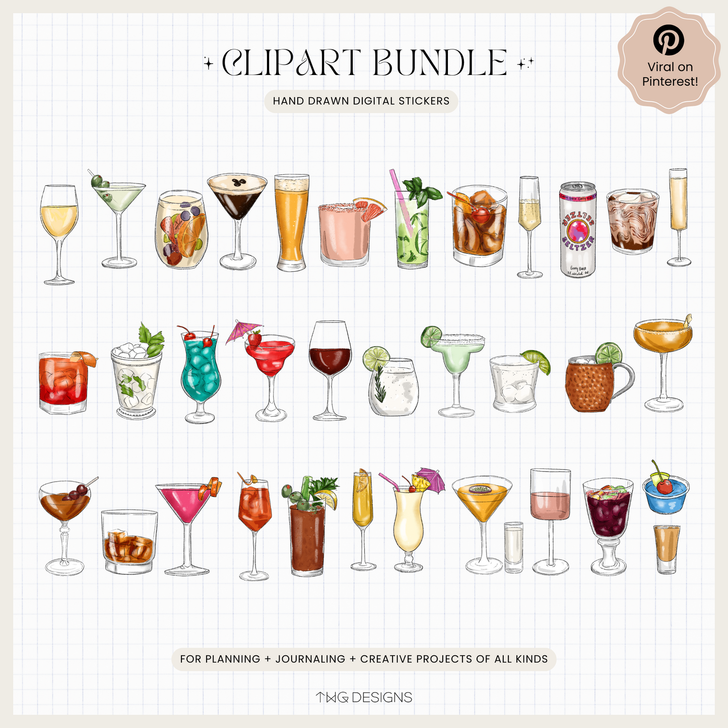 Cocktails Clipart Bundle