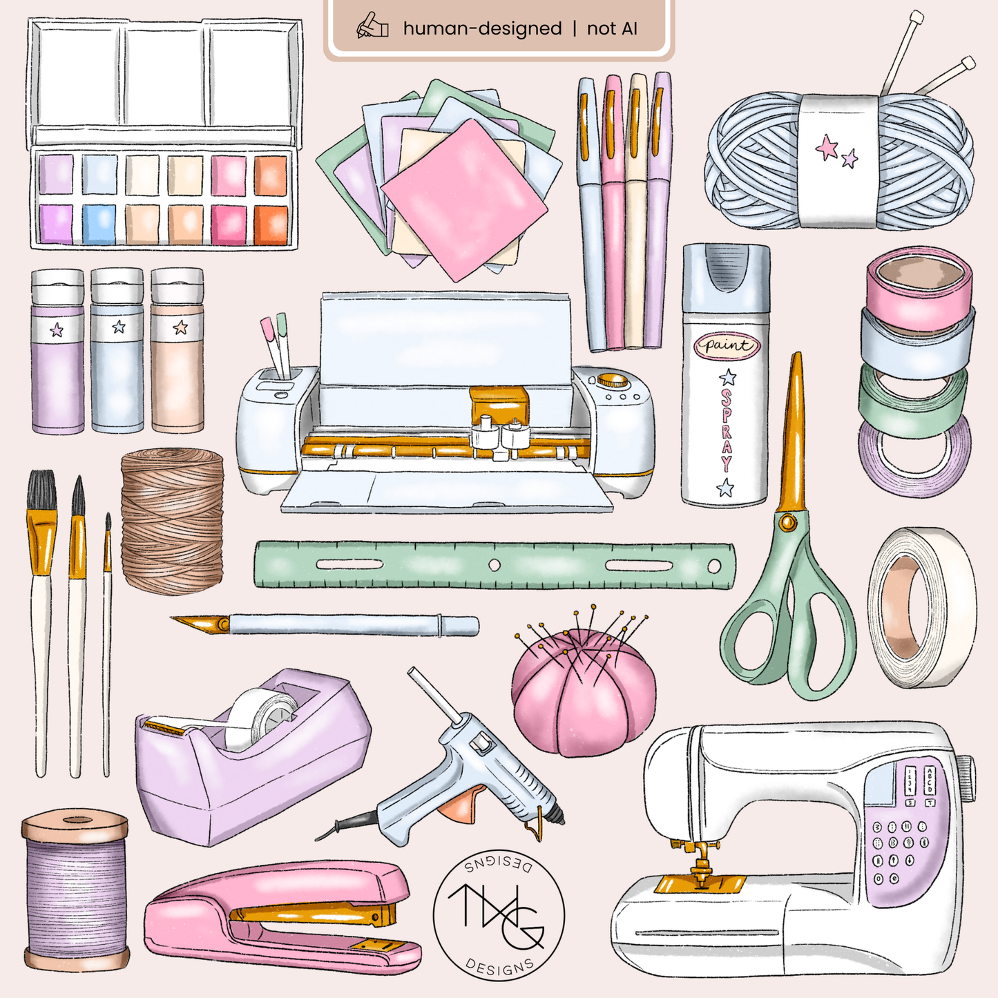 Crafting Supplies Clipart Bundle