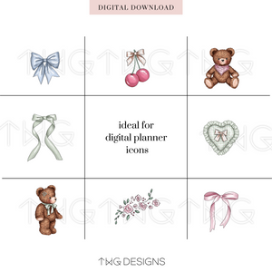 Bears and Bows Clipart Collection