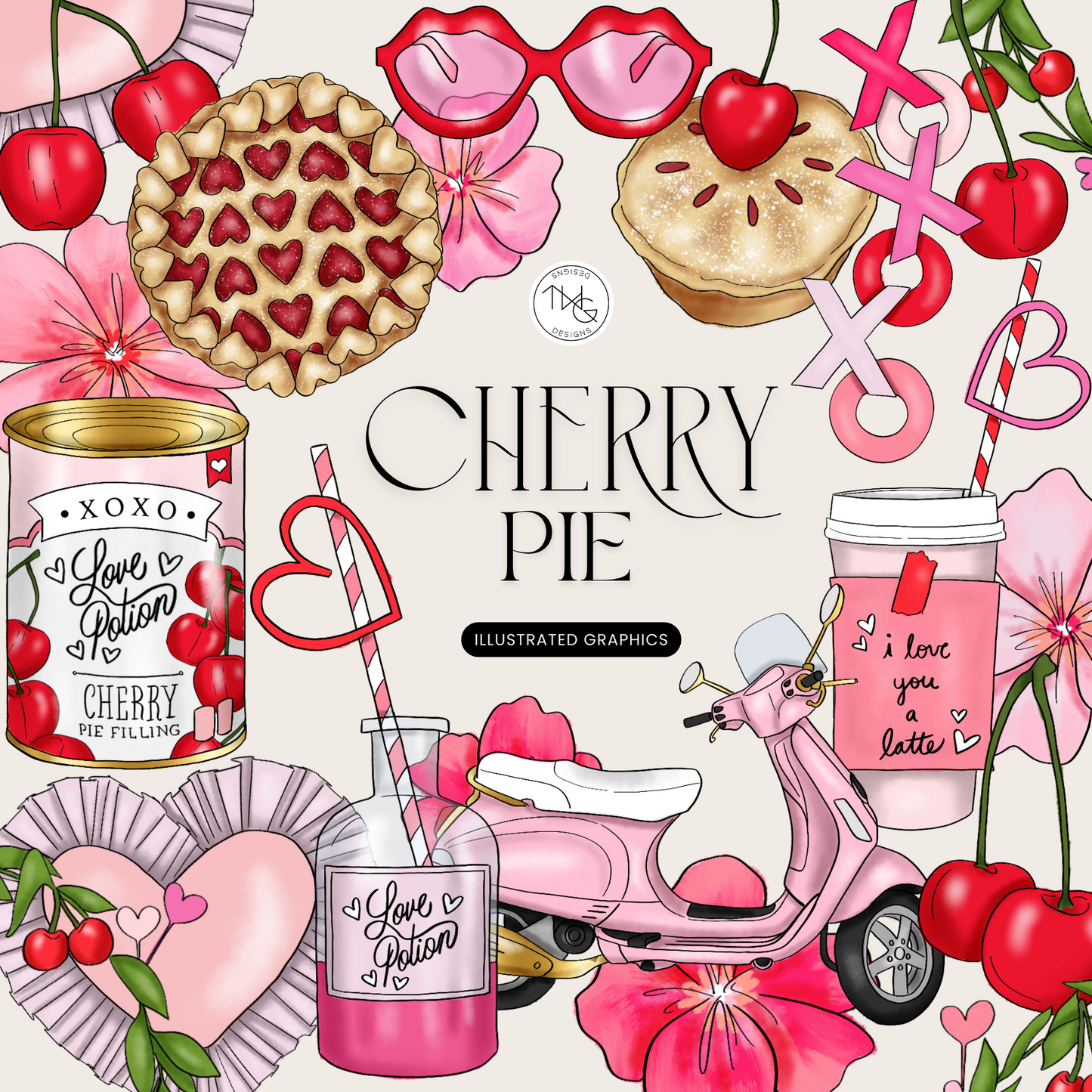 Cherry Pie Clipart Bundle