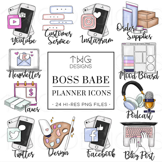 girlboss clipart icons bundle
