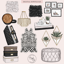 Load image into Gallery viewer, chic office home decor clipart bundle