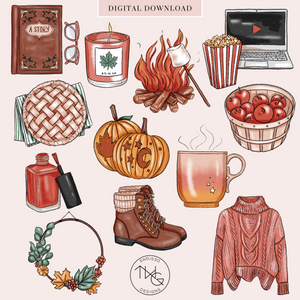 fall hobbies clipart elements of hand drawn illustrations