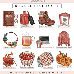 fall fashion and clipart bundle for autumn hobbies and bucket list ideas