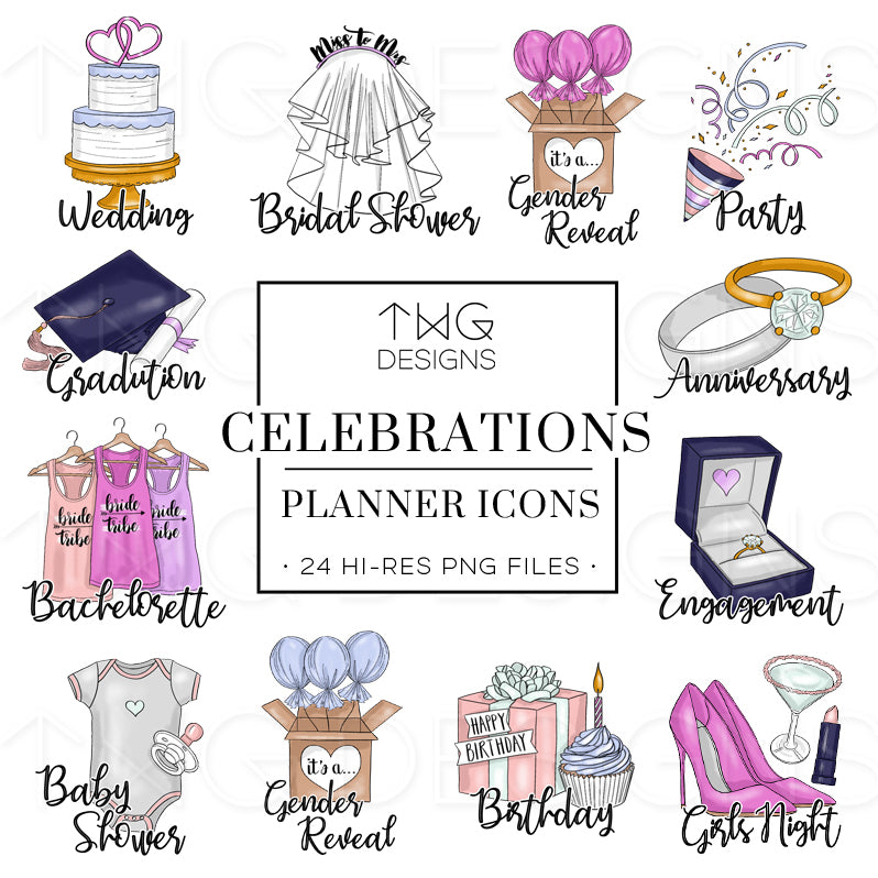 fun good times clipart planner icons bundle