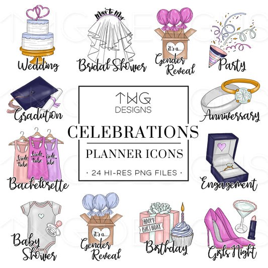 fun good times clipart planner icons bundle