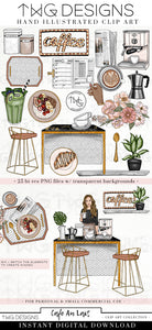 digital graphics coffee shop clipart instant download