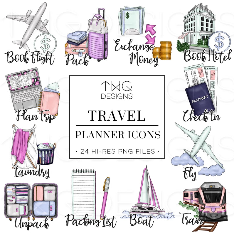 Planner Icons, Travel - To Do Planner Icons - TWG Designs