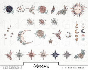 star sun and moon hand drawn clipart download