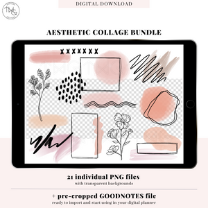 Aesthetic Collage Elements - Digital Planner Sticker Bundle