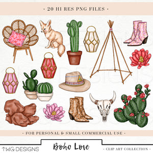 cactus clipart digital art elements in pink and green