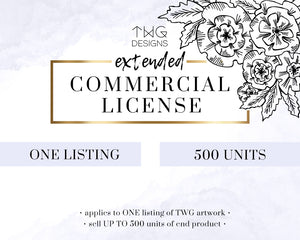 Commercial Licenses, Commercial License Add-On (500 units) - TWG Designs