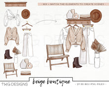 Load image into Gallery viewer, hi-res png files of hand drawn fashion elements