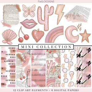 Pink Edit Clipart + Pattern Bundle