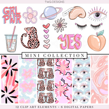 Load image into Gallery viewer, girl power leopard clipart bundle set