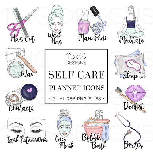 Planner Icons, Self Care - To Do Planner Icons - TWG Designs