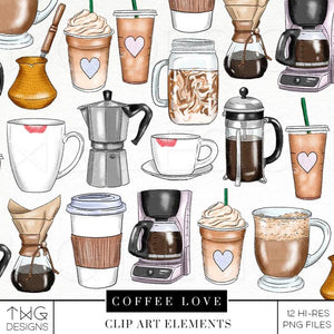 collection of assorted coffee clipart png files 