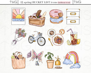Planner Icons, Spring Joy - Bucket List Icons - TWG Designs