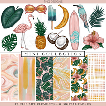 Load image into Gallery viewer, So Tropical Clipart + Pattern Bundle