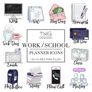 Planner Icons, Work & School - To Do Planner Icons - TWG Designs