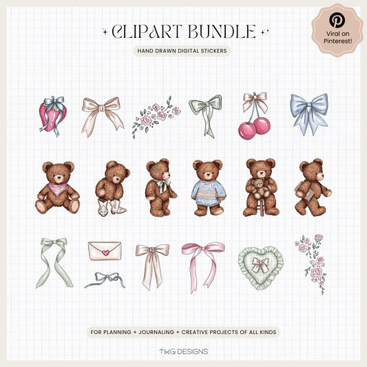 Bears and Bows Clipart Bundle