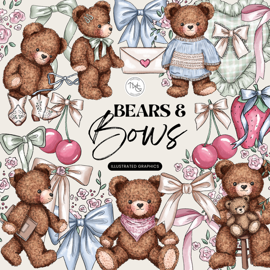 Bears and Bows Clipart Bundle