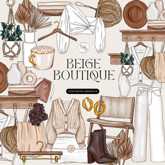 Beige Boutique Clipart Bundle