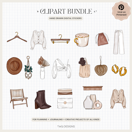Beige Boutique Clipart Bundle