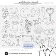 Load image into Gallery viewer, Aesthetic Collage Elements Vol. 1 - Procreate Stamp Brushes
