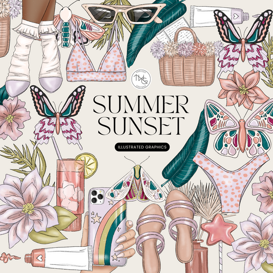 Summer Sunset Clipart Bundle