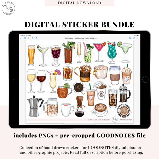 Cocktails & Coffee - Digital Planner Sticker Bundle