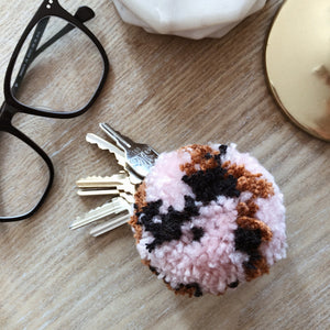 Pink Mocha - Pom Pom Keychain Charm