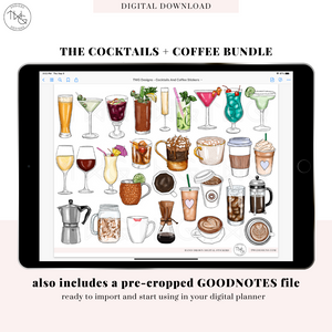 Cocktails + Coffee - Digital Planner Sticker Bundle