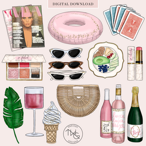 Poolside Rosé Clipart Collection