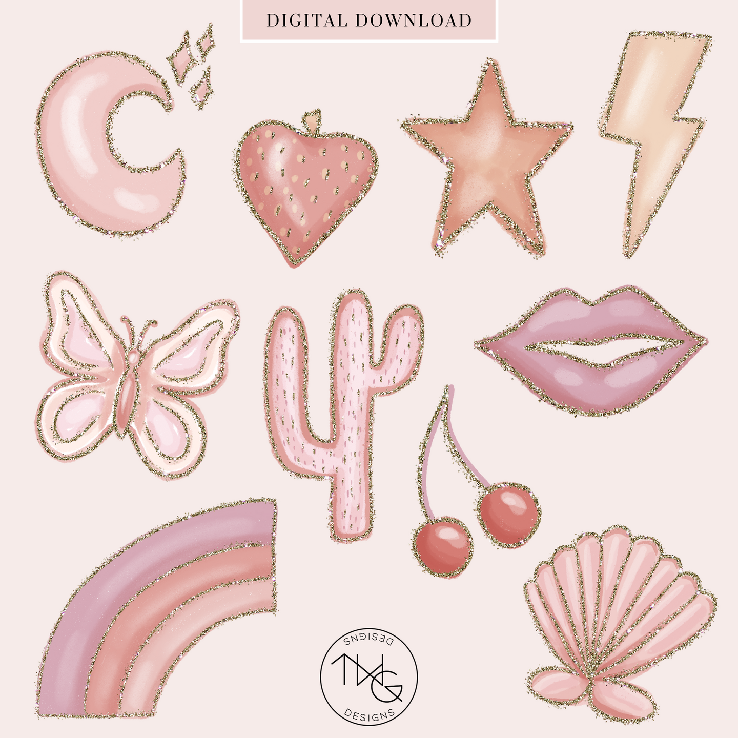 Pink Edit Clipart + Pattern Bundle