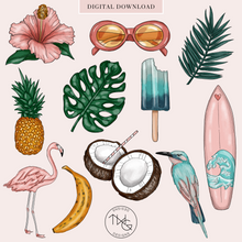 Load image into Gallery viewer, So Tropical Clipart + Pattern Bundle