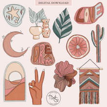 Load image into Gallery viewer, boho aesthetic clipart collection bundle