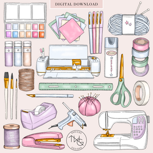 crafting clipart elements bundle in png digital downloads