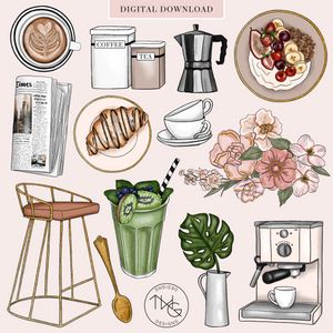 hand drawn coffee clipart bundle