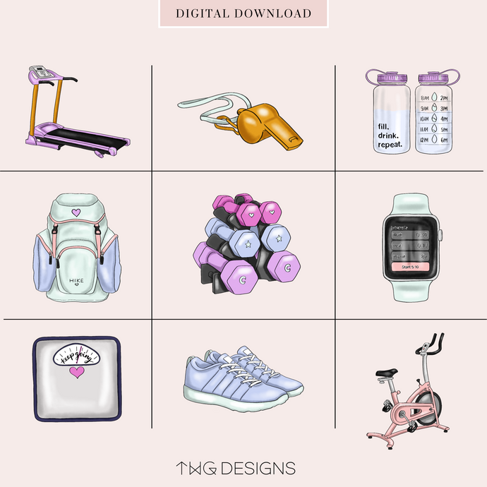fitness clipart elements for planner icons