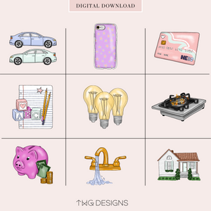 bills planner clipart icons