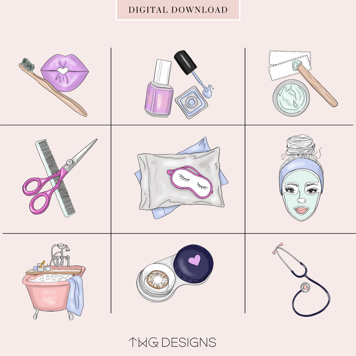 Caring Task Icon Self Care - Task Planner Icons – TWG Designs