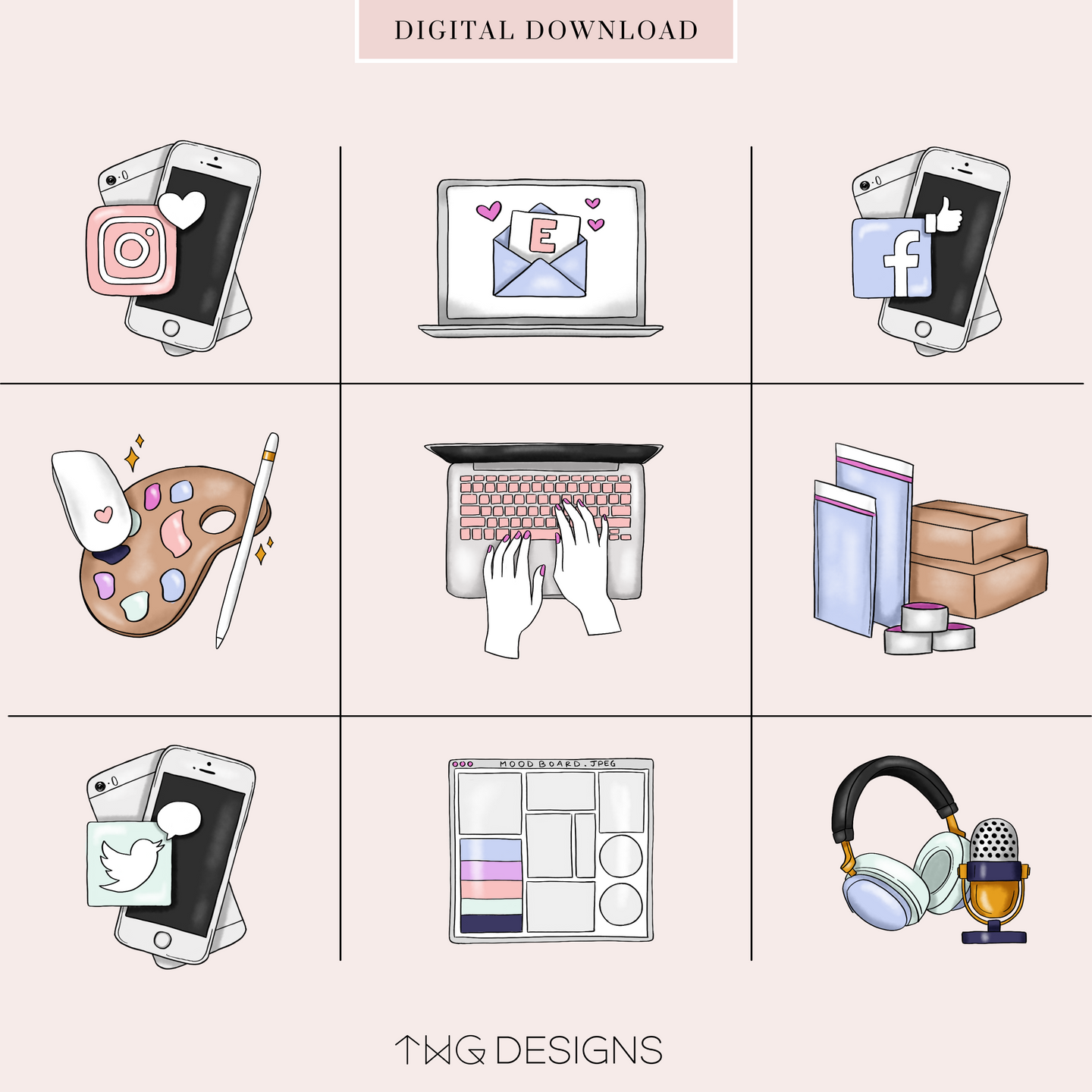 social media icons graphics bundle