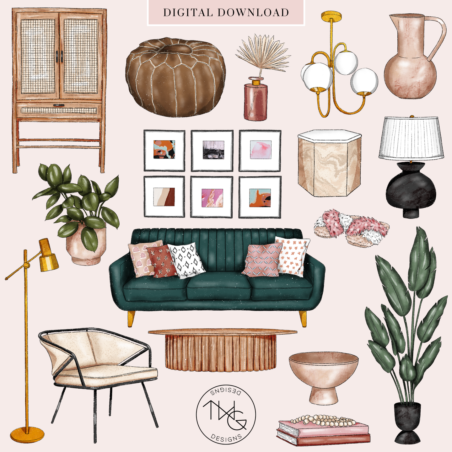 Boho Home V1 Clipart Collection