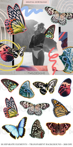 Rainbows + Butterflies Collage Elements