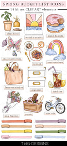 Planner Icons, Spring Joy - Bucket List Icons - TWG Designs