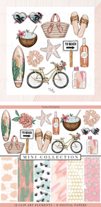 Boho Beach Clipart + Pattern Bundle