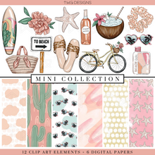 Load image into Gallery viewer, boho beach summertime hand drawn graphics bundle